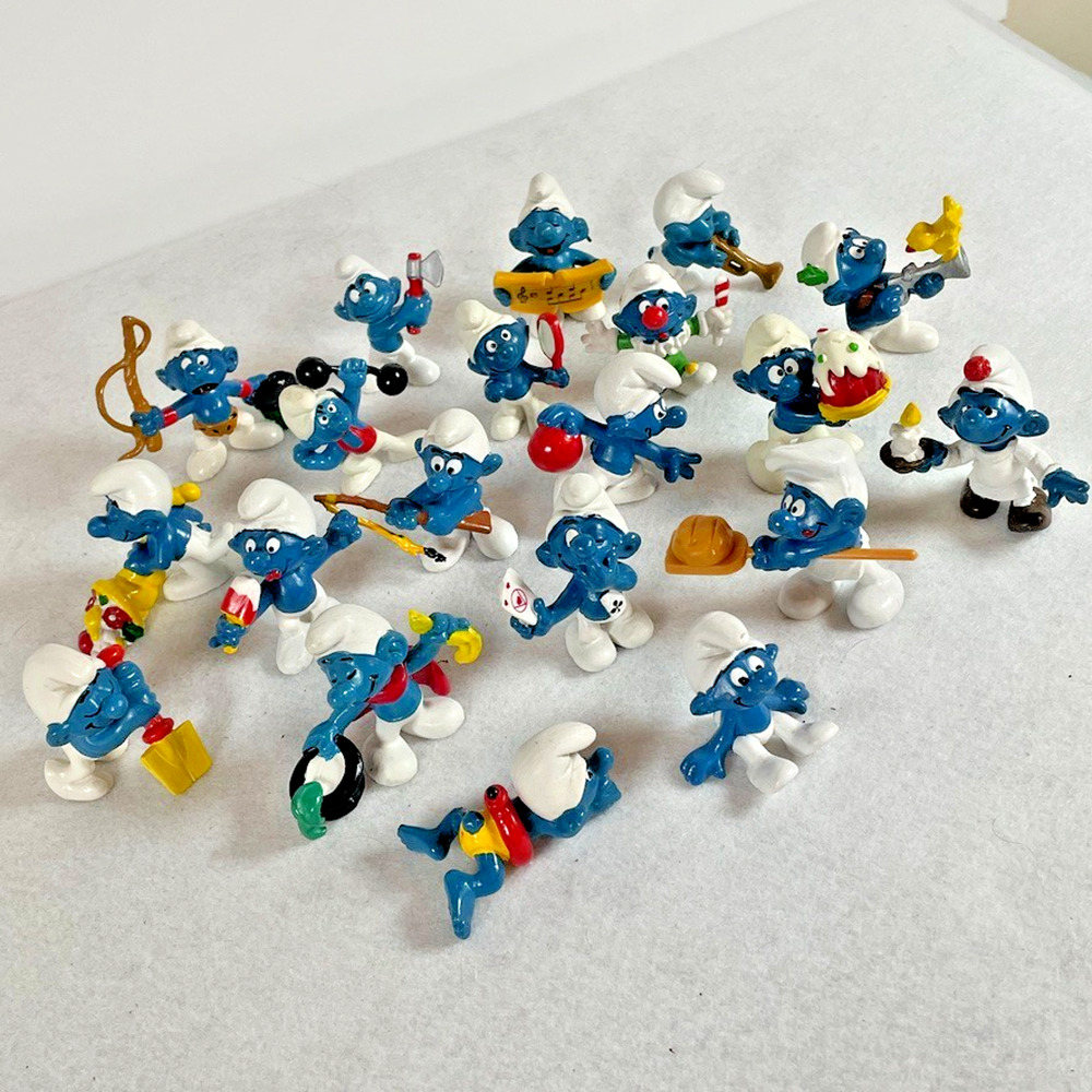 Schleich Lot of 20 Vintage 1970s PVC Smurf Figures Peyo Hong Kong | No Repeats!